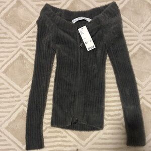 Urban Outfitters Dark Gray Off-Shoulder Sweater